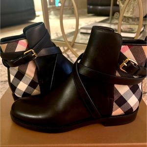 Burberry House Check and Leather Ankle